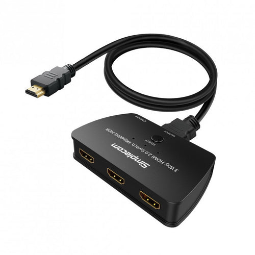 Simplecom (LS) Simplecom CM323 3 Way HDMI 2.0 Switch 3 IN 1 OUT Ultra HD 4K 60Hz HDR HDCP 2.2