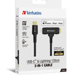 Verbatim 2-in-1 Cable Type C to C  Lightning Kevlar Slide 120cm -BLK