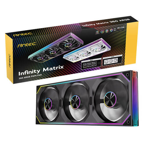 Antec IM 360 ARGB Black, 360mm Triple PWM Fan Kit, ARGB, 800-1800RPM, 134.43CFM, 1.48mmAq Air Pressure, Hydraulic Bearing, 2Y Warranty