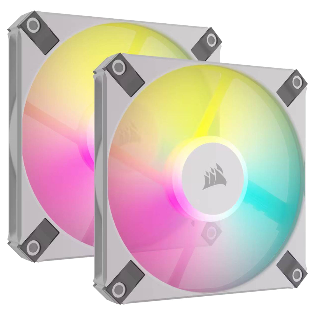 Corsair Corsair AF SLIM Series, AF120 RGB SLIM WHITE, 120mmx15mm Fluid Dynamic Bearing RGB PWM Fan, Dual Pack with Lighting N