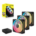 Corsair Corsair iCUE LINK LX120-R RGB 120mm PWM Reverse Fans Starter Kit Triple Pack - Black: 66.7CFM, 2400RPM, 37.7dBA, 0.4A