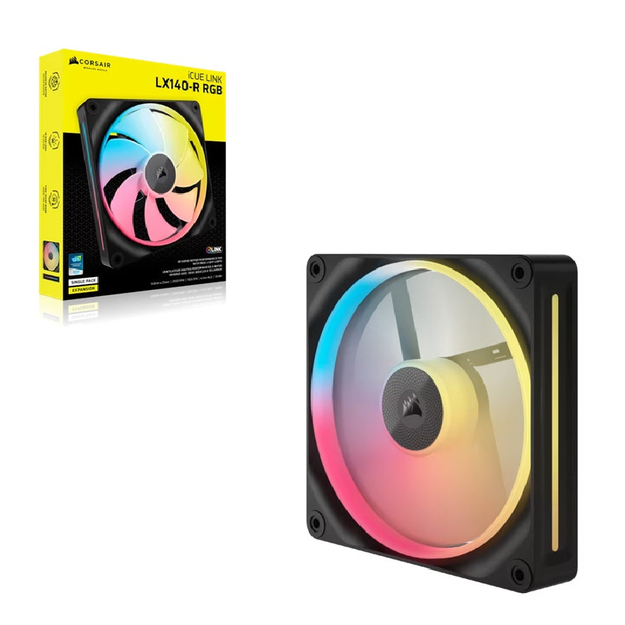 Corsair Corsair iCUE LINK LX140-R RGB 140mm PWM Reverse Fan Expansion Single Pack - Black: 90.6 CFM, 2000 RPM, 38.3 dBA, 0.45