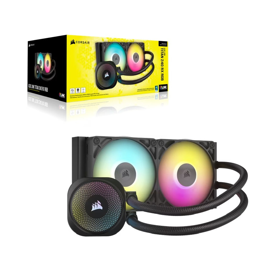 Corsair Corsair iCUE LINK TITAN 240 RX RGB AIO Liquid CPU Cooler - Black,  73.5 CFM, 2100 RPM, Aluminum Radiator, Copper Cold