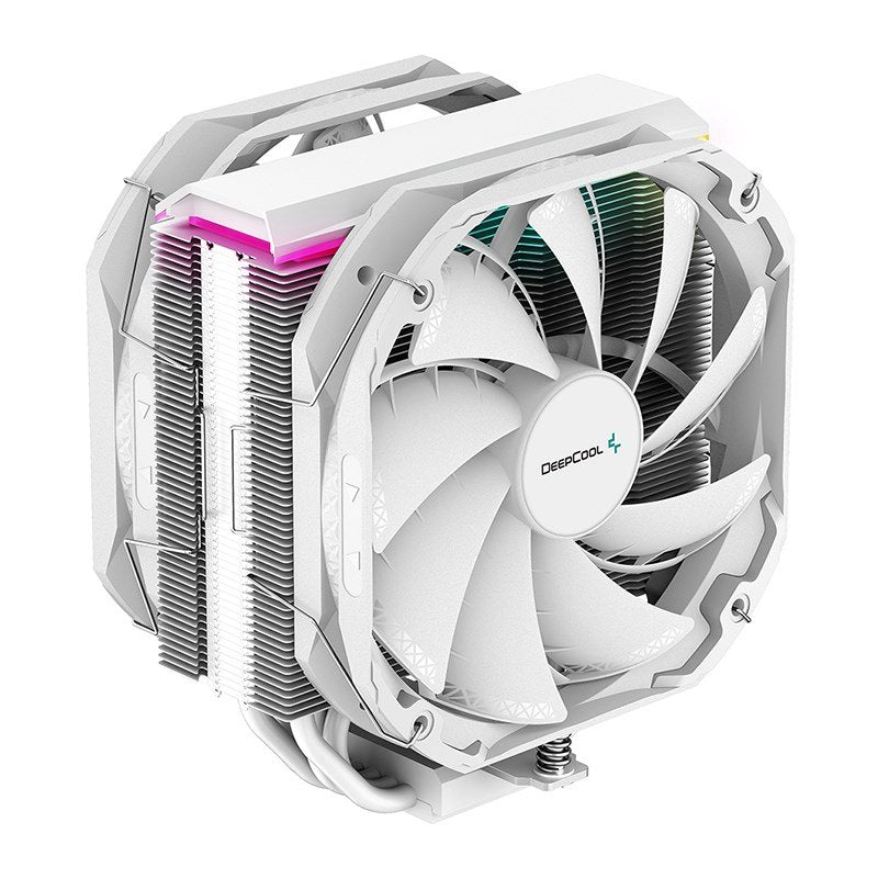DEEPCOOL DeepCool AS500 PLUS White CPU Cooler Single Tower, Five Heat Pipe Design High Fin Density, Double PWM Fans, Slim Pro