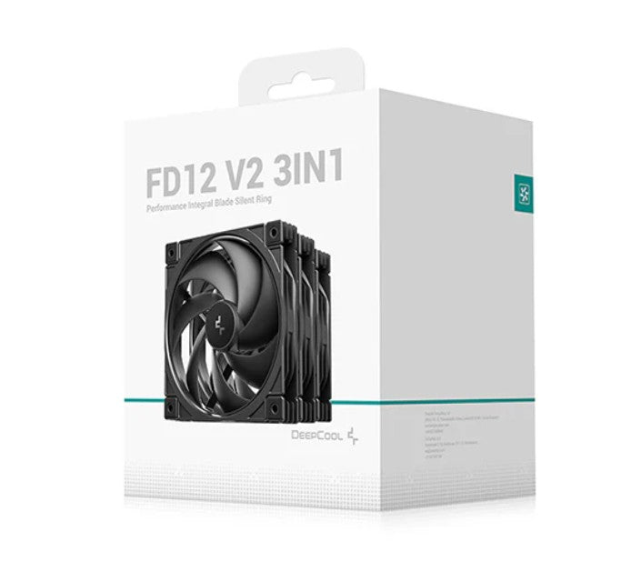 DeepCool FD12 V2 3IN1  120mm  Performance Integral Blade Silent Ring Case Fans, 4-pin PWM, 500~2500 RPM, Hydro Bearing