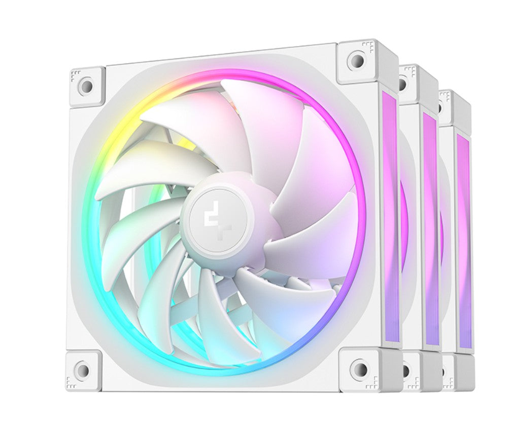 DEEPCOOL DeepCool FL12 3IN1 WH (3-Pack) 120mm Unique ARGB Fans, Low Noise, 4-pin PWM, Fluid Dynamic Bearing, Addressable RGB 