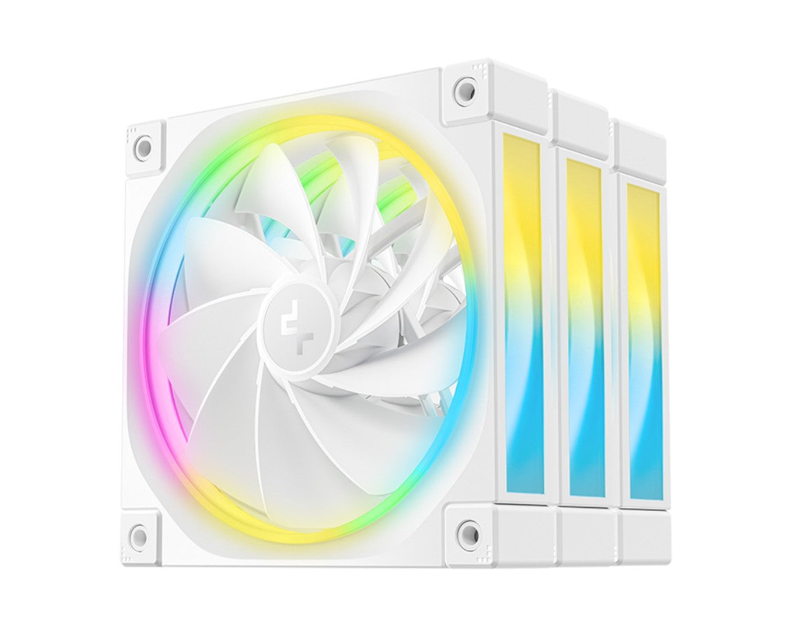 DEEPCOOL DeepCool FL12R White 120mm (3-Pack)  Unique Addressable RGB  High Performance Fans,  Low Noise, 4-pin PWM, Fluid Dyn