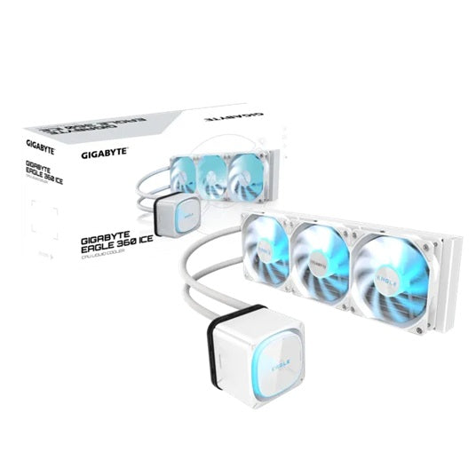 GIGABYTE EAGLE 360 ICE 360mm alu rad, 3x120mm ARGB fans 600-2000RPM, Intel 1851/1700/115X/1200 AMD AM5/AM4, copper pump 3200RPM, 400mm tube