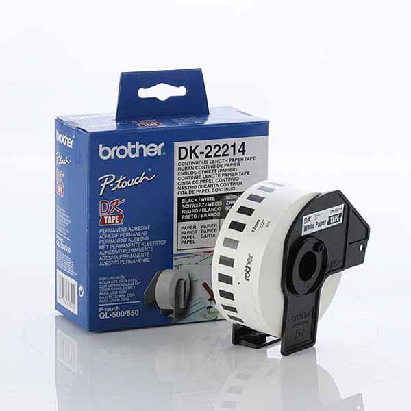 Brother Brother White Paper Roll 12mm x 30.48. DK-22214. For use with QL-500, QL-550, QL-650TD and QL-1050 printers