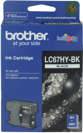 Brother Brother LC-67HYBK Black High Yield Ink Cartridge -DCP-6690CW, MFC-5890CN/6490CW/6890CDW - up to 900 pages