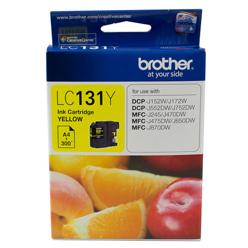 Brother Brother LC-131Y Yellow Ink Cartridge - to suit DCP-J152W/J172W/J552DW/J752DW/MFC-J245/J470DW/J475DW/J650DW/J870DW - u