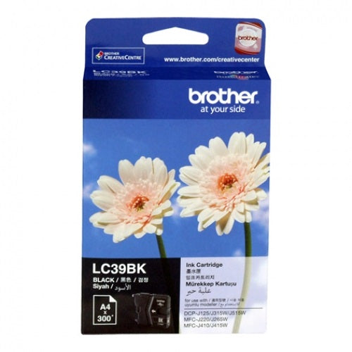 Brother Brother LC-39 Black up to 300 pages. Ink suits DCP-J125/J315W/J515W MFC-J220/J265W/J410/J415W/J140W