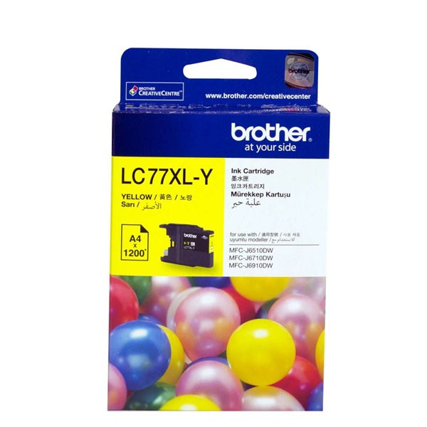 Brother Brother LC-77XLY Yellow Super High Yield Ink Cartridge- MFC-J6510DW/J6710DW/J6910DW/J5910DW - up to 1200 pages