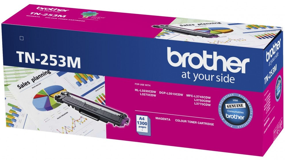 Brother Brother TN-253M Magenta Toner Cartridge to Suit -  HL-3230CDW/3270CDW/DCP-L3015CDW/MFC-L3745CDW/L3750CDW/L3770CDW (1,