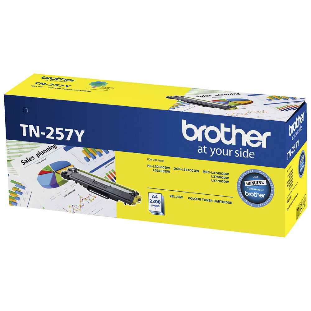 Brother Brother TN-257Y Yellow High Yield Toner Cartridge to Suit -  HL-3230CDW/3270CDW/DCP-L3015CDW/MFC-L3745CDW/L3750CDW/L3
