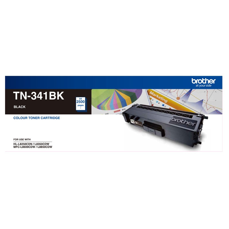 Brother Brother TN-341BK Colour Laser-Standard Yield Black Toner to suit HL-L8250CDN/8350CDW MFC-L8600CDW/L8850CDW - 2500Page