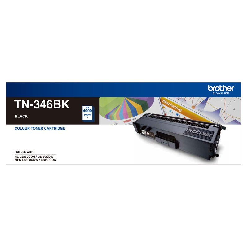 Brother Brother TN-346BK High Yield Black Toner, HL-L8250CDN/8350CDW MFC-L8600CDW/L8850CDW - 4000Pages