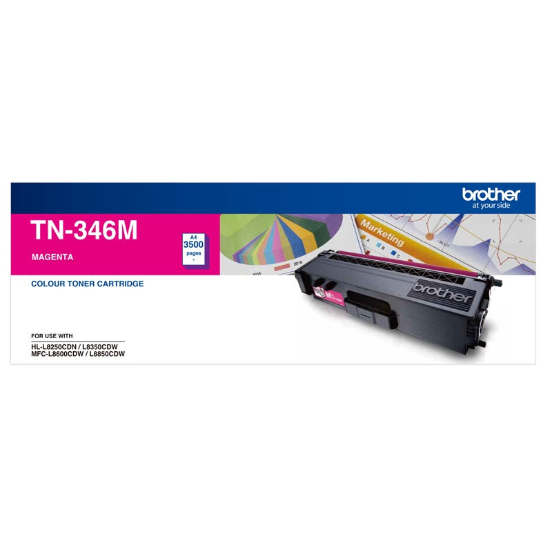 Brother Brother TN-346M Colour Laser Toner- High Yield Magenta- HL-L8250CDN/8350CDW MFC-L8600CDW/L8850CDW - 3500Pages