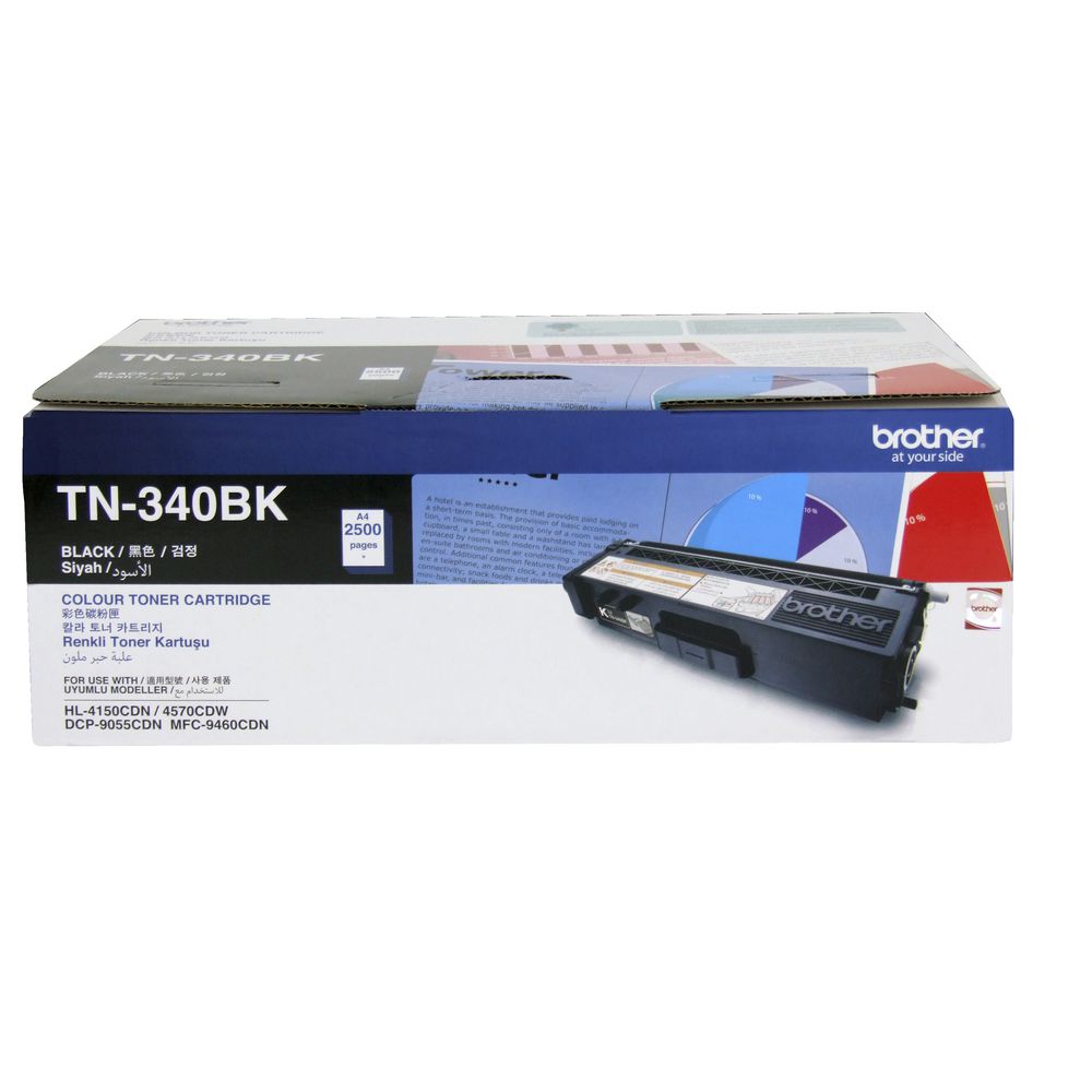 Brother Brother TN-340BK Colour Laser Toner - Standard Yield Black, HL-4150CDN/4570CDW, DCP-9055CDN, MFC-9460CDN/9970CDW - 25