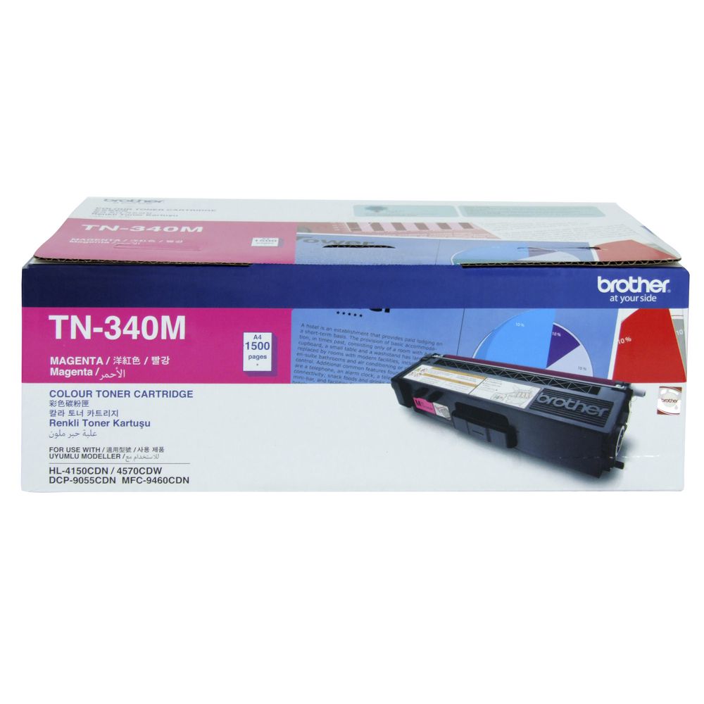 Brother Brother TN-340M Colour Laser Toner - Standard Yield Megenta, HL-4150CDN/4570CDW, DCP-9055CDN, MFC-9460CDN/9970CDW - 1