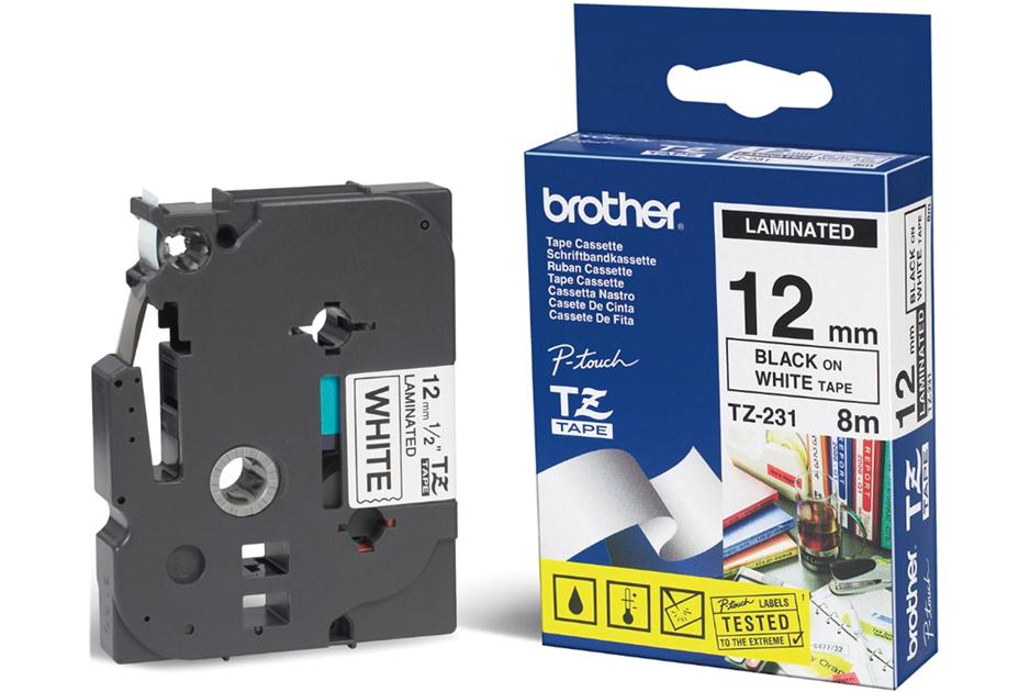 Brother Brother 12mm Black on White TZE Tape