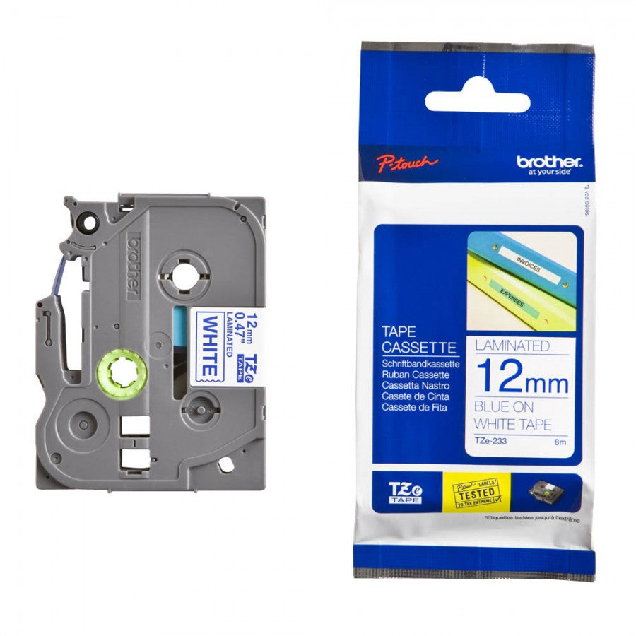 Brother Brother Tape Consumable PTouch 12MM BLUE ON WHITE TZE TAPE