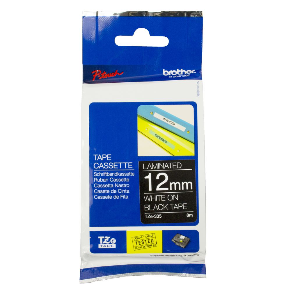 Brother Brother 12mm White on Black TZE Tape