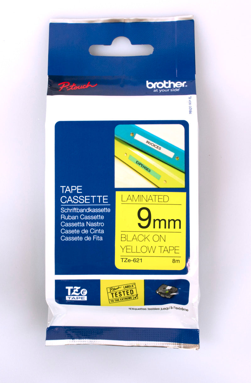 Brother Brother TZE-621 tape 9mm x 8m: black on yellow laminated