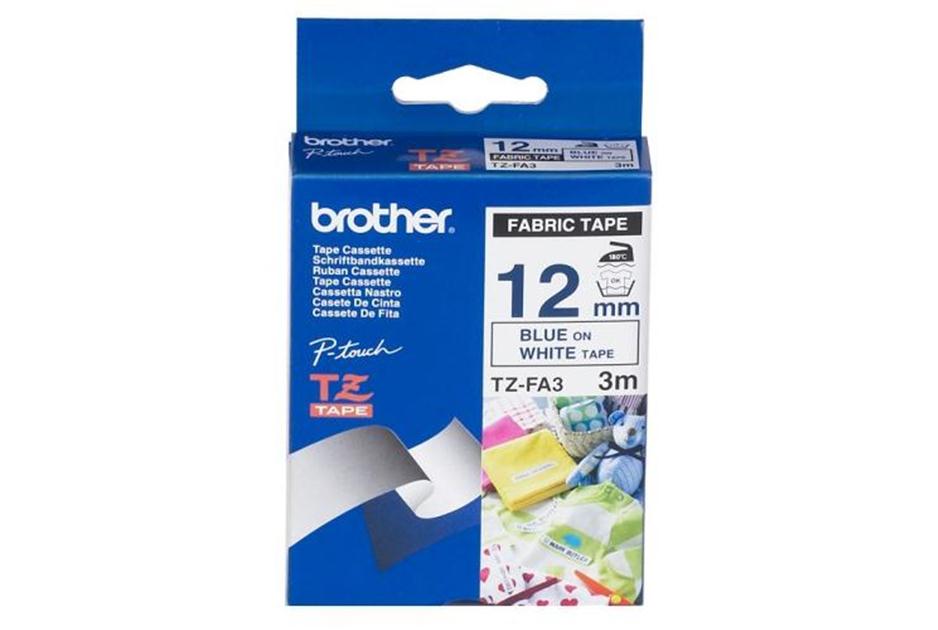 Brother Brother 12MM Blue White Tape Fabric TZE Tape
