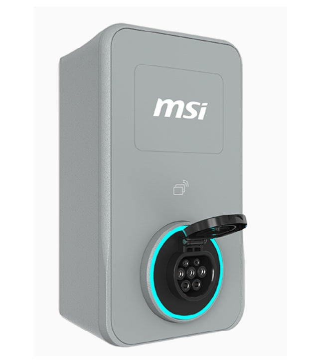 MSI Eco Life Max(OCPP) 22kW-Gray, 3-phase 380-415V, 32A, WiFi, OCPP2.0.1, IP65, LED circle, solar ready, app, RFID opt, LAN opt, tethered/socket, 2yr