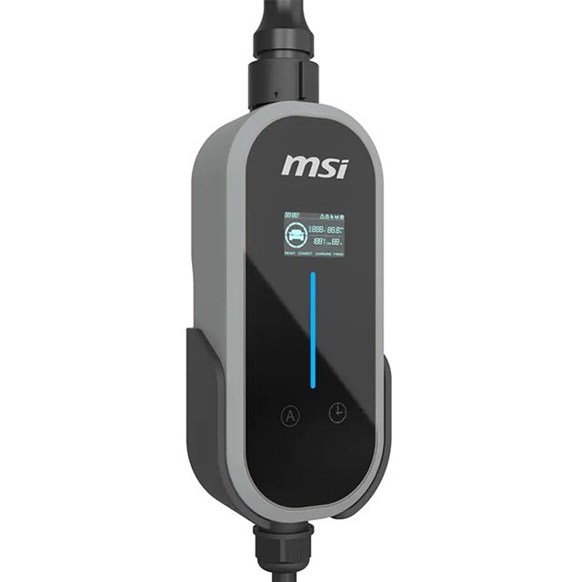 MSI Portable EV Charger Grey Ezgo 10A+15A+Home kit, Single Phase, 230V, 1PH, 2.3KW & 3.4KW, 5M Type 2 Charging gun, 1.8'LCD,  IP66, 1.5T, Bluetooth