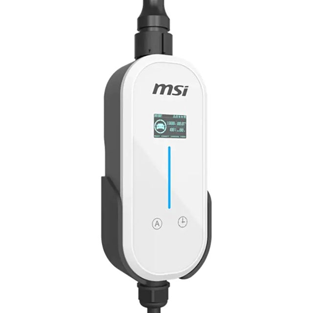 MSI Portable EV Charger White Ezgo 10A+15A+Home kit, Single Phase, 230V, 1PH, 2.3KW & 3.4KW, 5M Type 2 Charging gun, 1.8'LCD,  IP66, 1.5T, Bluetooth