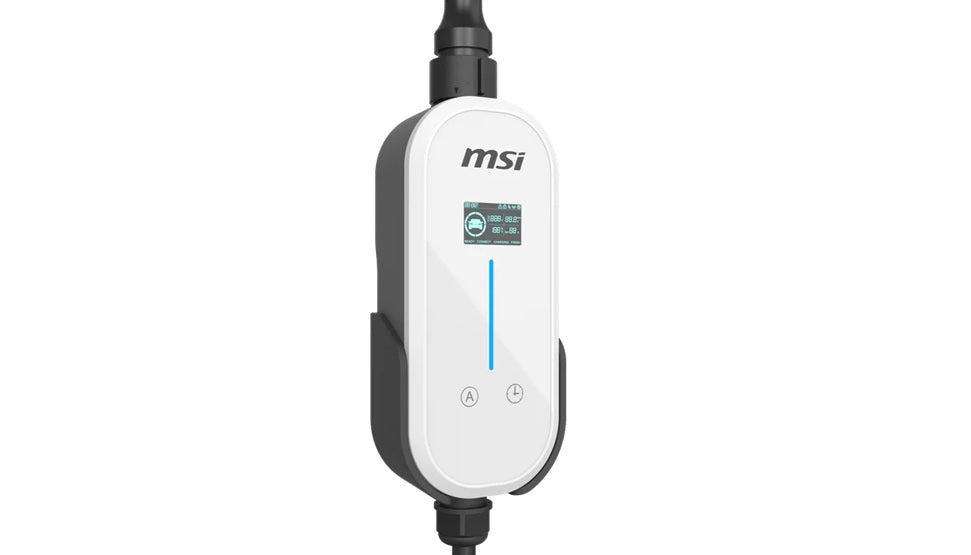 MSI Portable EV Charger White Ezgo 10A+15A+Home kit, Single Phase, 230V, 1PH, 2.3KW  3.4KW, 5M Type 2 Charging gun, 1.8'LCD,  IP66, 1.5T, Bluetooth