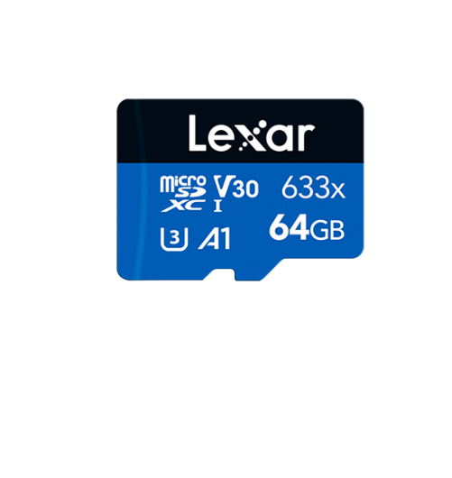 Lexar High-Performance 633x 64GB microSDHC™/ microSDXC™ UHS-I Card BLUE Series without adaptor 64GB – C10, UHS-I (U3), up to 100MB/s read,without adap