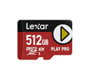 Lexar PLAY PRO microSDXC™ Express Card 512GB, microSDXC, high performance, microSD Express, up to 900MB/s read and 600MB/s write