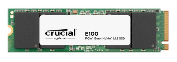 Micron (Crucial) Crucial E100 2TB Gen4 NVMe SSD 5000/4500 MB/s R/W 100TBW 350K/460K IOPS 1M hrs MTTF M.2 2280 PCIe4 3yrs ~Cru