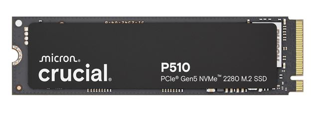Micron (Crucial) Crucial P510 1TB Gen5 2280 NVMe M.2 SSD 11,000 / 9,500 MB/s R/W 600TBW 1.5M IOPS 1.5M hrs MTTF Full-Drive En