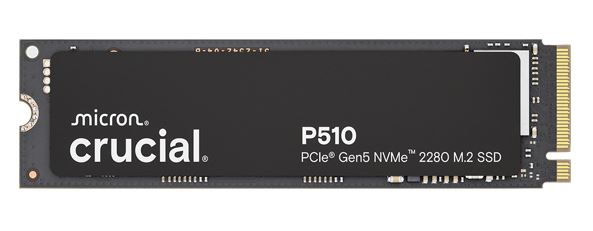 Crucial P510 2TB Gen5 2280 NVMe M.2 SSD 10,000 / 8,700 MB/s R/W 1200TBW 1.4M IOPS 1.5M hrs MTTF Full-Drive Encryption 5yrs