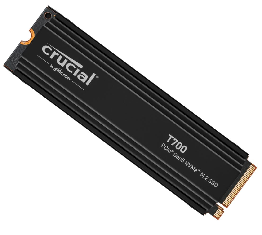 Micron (Crucial) Crucial T700 2TB Gen5 NVMe SSD Heatsink - 12400/11800MB/s R/W 1200TBW 1500K IOPs 1.5M hrs MTTF with DirectSt