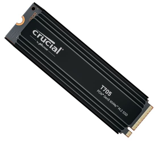 Micron (Crucial) Crucial T705 1TB Gen5 NVMe SSD Heatsink - 13600/10200 MB/s R/W 600TBW 1400K IOPs 1.5M hrs MTTF DirectStorage
