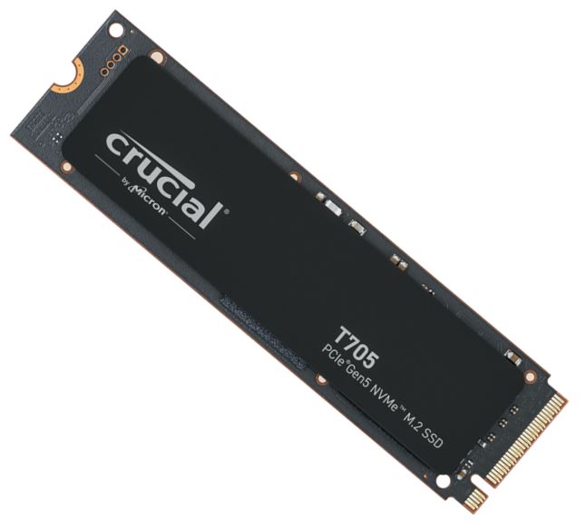 Micron (Crucial) Crucial T705 4TB Gen5 NVMe SSD - 14100/12600 MB/s R/W 2400TBW 1500K IOPs 1.5M hrs MTTF DirectStorage for Int
