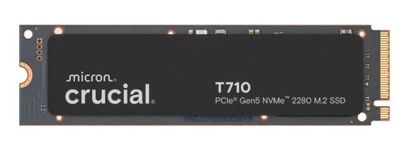 Micron (Crucial) Crucial T710 2TB PCIe Gen5 NVMe 2280 SSD - 14500/13800 MB/s R/W 1200TBW 2.3M IOPs 1.5M hrs MTTF with DirectS