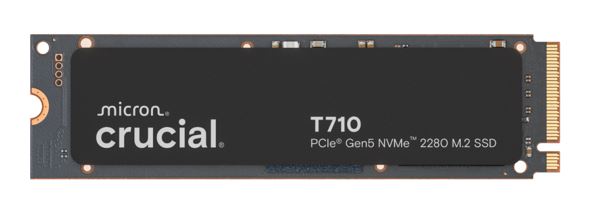 Micron (Crucial) Crucial T710 4TB PCIe Gen5 NVMe 2280 SSD - 14500/13800 MB/s R/W 2400TBW 2.3M IOPs 1.5M hrs MTTF with DirectS