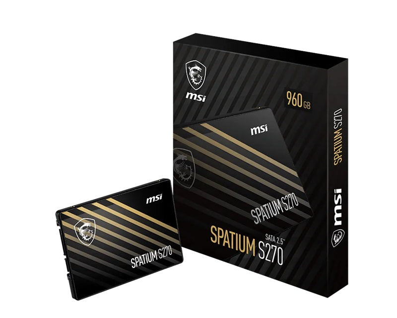 MSI SPATIUM S270 SATA 2.5" 960GB,  PHISON S11, 3D NAND, SATA III 6Gbps, Sequential Read up to 500MB/s, Sequential Write up to 450MB/s, 250 TBW, 5Y WTY