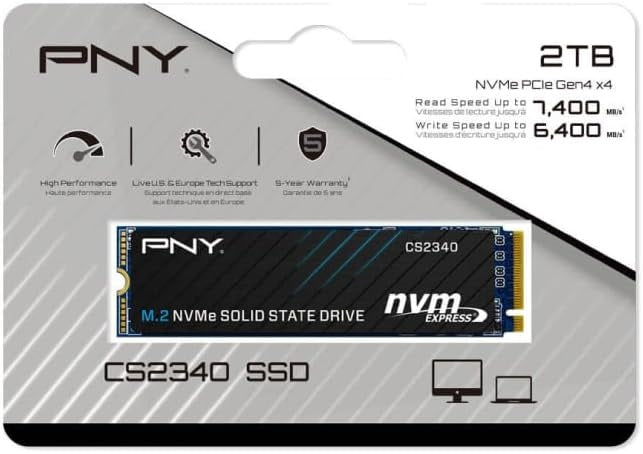 PNY CS2340 2TB M280CS2340-2TB-TB 7,400 MB/s (Read), 6,400 MB/s (Write)
