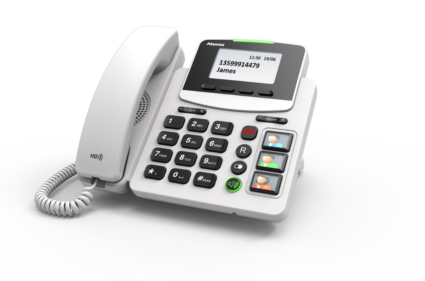 Akuvox Akuvox SP-R15P Big Button IP Phone, 1 SIP Line, HAC, Supports PoE, Power Supply not included