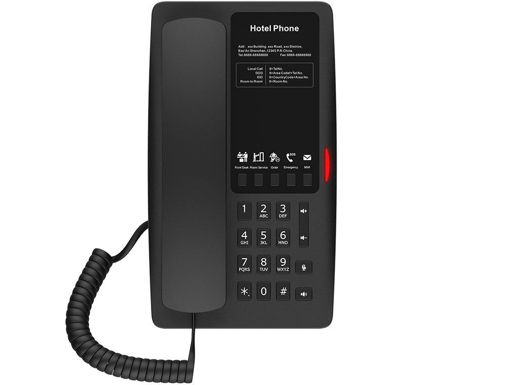 Fanvil FANVIL, H4 Hotel IP Phone, Black, Cost-effective hotel IP phone, HD voice, 0/100Mbps Ethernet, and PoE, 5 programmable