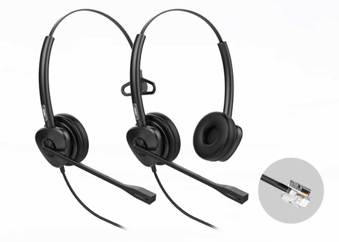 Fanvil Fanvil HT302 RJ9 Dual Headset - OverThe Head Design, Suit For Small Office, Home Office (SOHO) Or Call Center Staff