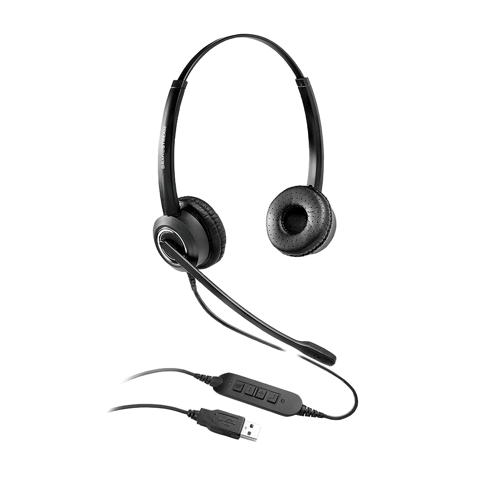 Grandstream Grandstream GUV3000 Dual Ear USB Headset, Noise Canceling Microphone, HD Audio, 2m USB Cable, Suits Teams, Zoom, 