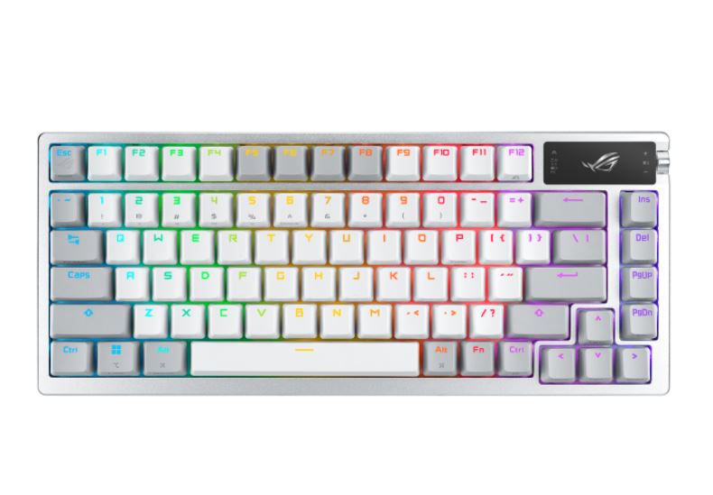 ASUS ASUS ROG AZOTH/NXSM/PBT/WHT Gaming Keyboard, OLED Display, NX Storm Switch, 75 Keys, Tri-mode Connection, White, Tactile
